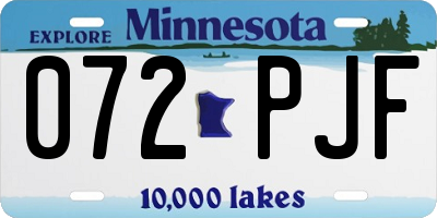 MN license plate 072PJF