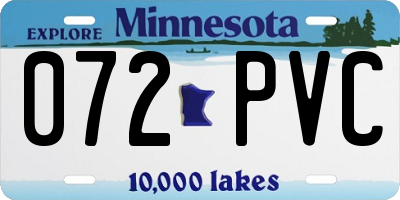 MN license plate 072PVC