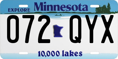 MN license plate 072QYX