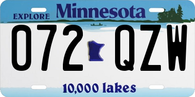 MN license plate 072QZW