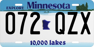 MN license plate 072QZX
