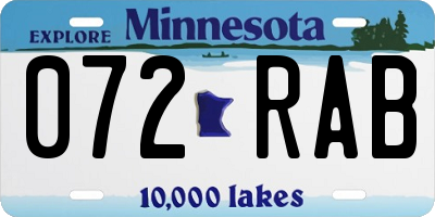 MN license plate 072RAB