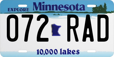 MN license plate 072RAD