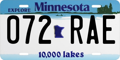 MN license plate 072RAE