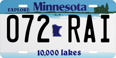 MN license plate 072RAI