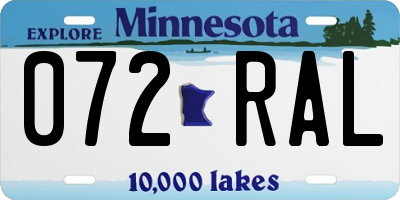 MN license plate 072RAL