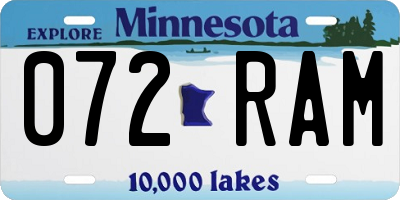 MN license plate 072RAM