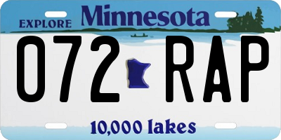MN license plate 072RAP