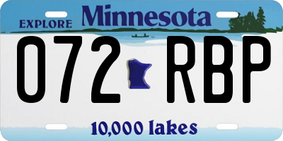 MN license plate 072RBP