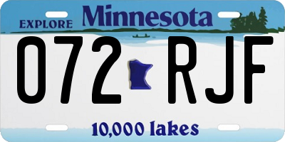 MN license plate 072RJF