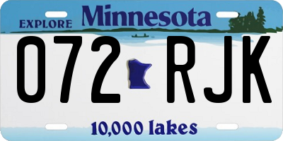 MN license plate 072RJK