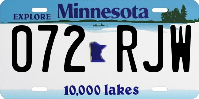 MN license plate 072RJW