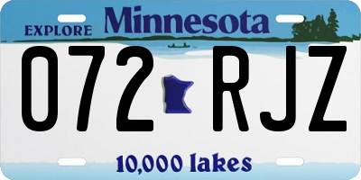 MN license plate 072RJZ