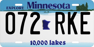 MN license plate 072RKE