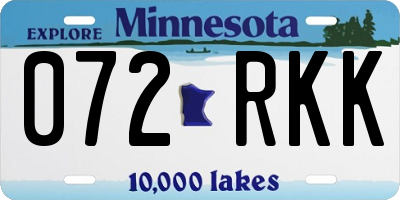 MN license plate 072RKK