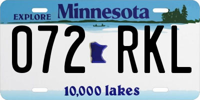 MN license plate 072RKL