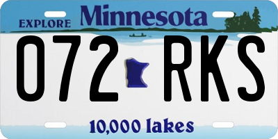 MN license plate 072RKS