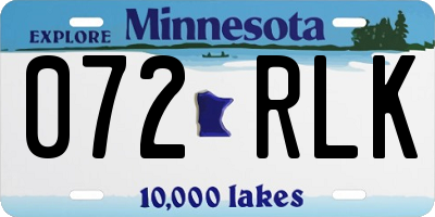 MN license plate 072RLK