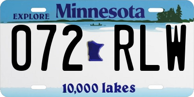 MN license plate 072RLW