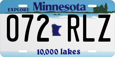 MN license plate 072RLZ