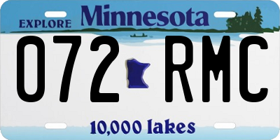 MN license plate 072RMC
