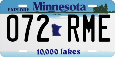 MN license plate 072RME