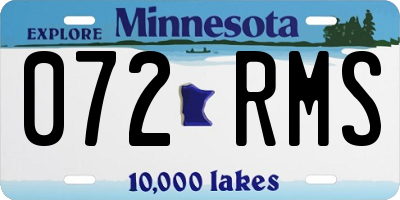 MN license plate 072RMS