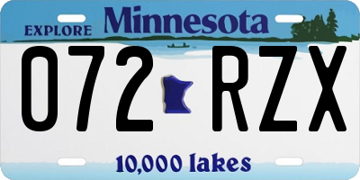MN license plate 072RZX