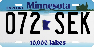 MN license plate 072SEK