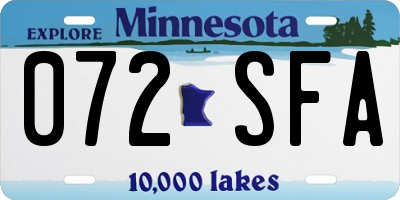 MN license plate 072SFA