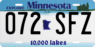 MN license plate 072SFZ