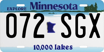 MN license plate 072SGX