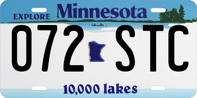 MN license plate 072STC