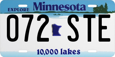 MN license plate 072STE