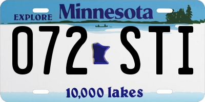 MN license plate 072STI