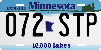 MN license plate 072STP