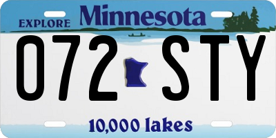 MN license plate 072STY