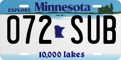 MN license plate 072SUB