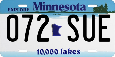 MN license plate 072SUE