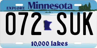 MN license plate 072SUK