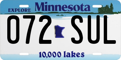 MN license plate 072SUL