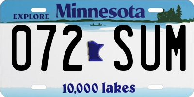 MN license plate 072SUM