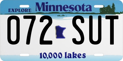 MN license plate 072SUT