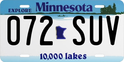 MN license plate 072SUV