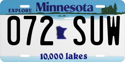 MN license plate 072SUW