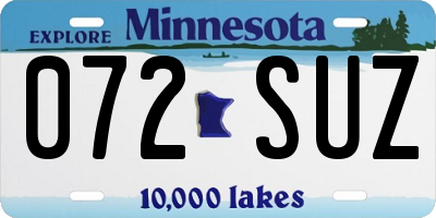 MN license plate 072SUZ