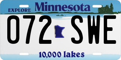 MN license plate 072SWE