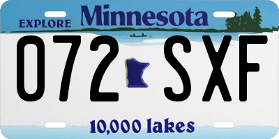 MN license plate 072SXF