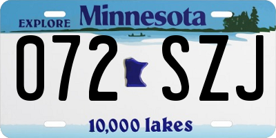 MN license plate 072SZJ