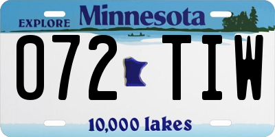 MN license plate 072TIW